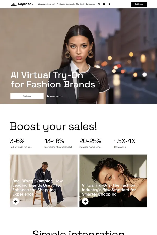 Superlook — AI Virtual Try-On & Content Tools for Fashion Brands - Landing design inspiration