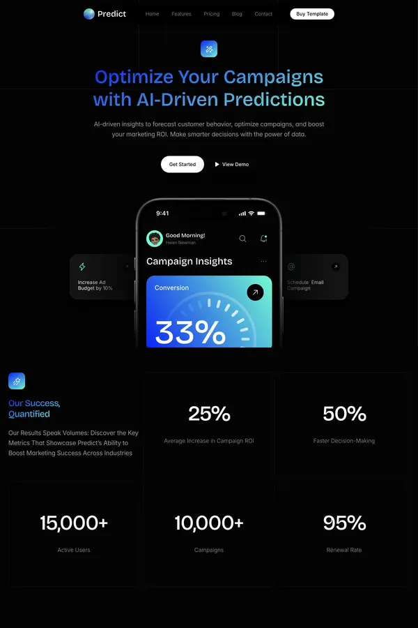Predict - AI Marketing SAAS - Template design inspiration