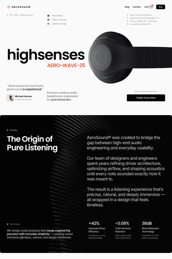 Aerosound - Single Product E-Commerce Shop - Template design inspiration