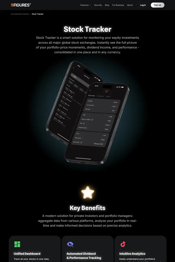 Stock Tracker | 8FIGURES - Product page design inspiration