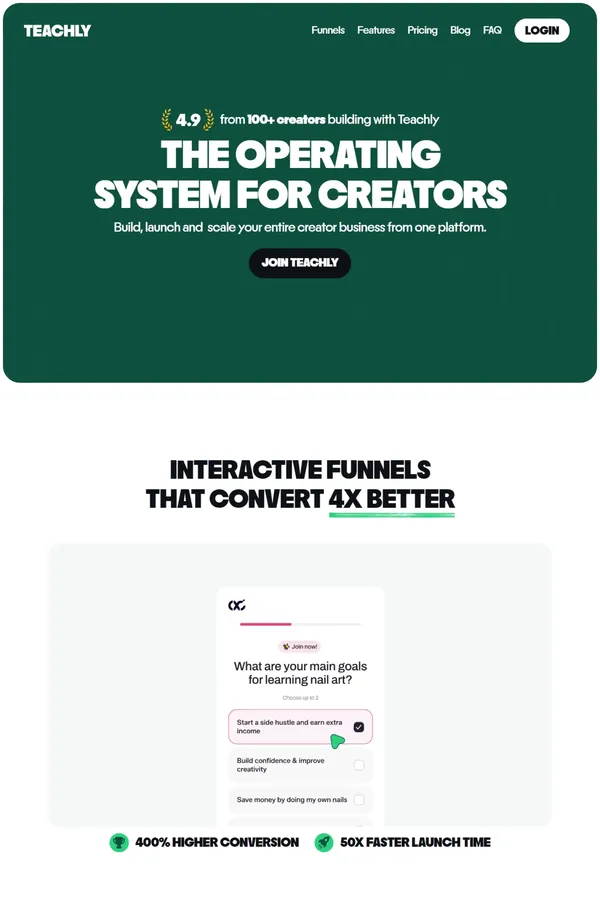 Teachly | Helping Creators Turn Knowledge Into a Business - Product page design inspiration