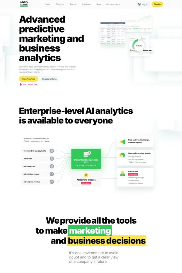 Mad Curve - Advanced predictive marketing and business analytics - Landing design inspiration