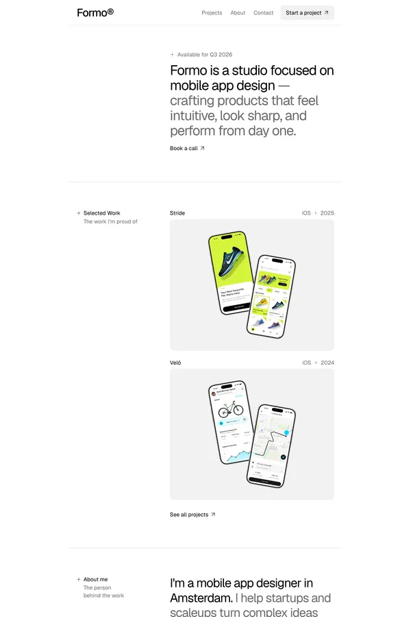 Formo â Minimal Portfolio Framer Template