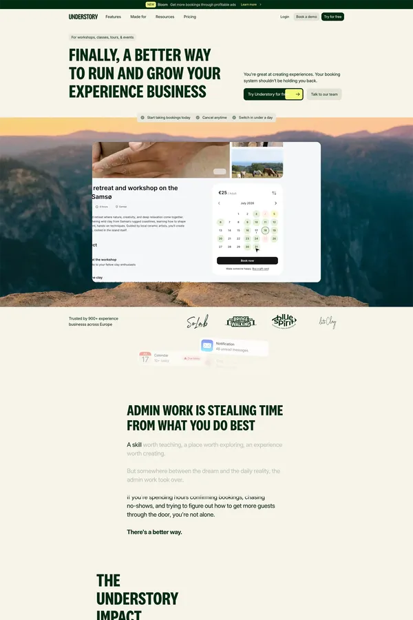 Understory - Powering Experience Makers - website design inspiration