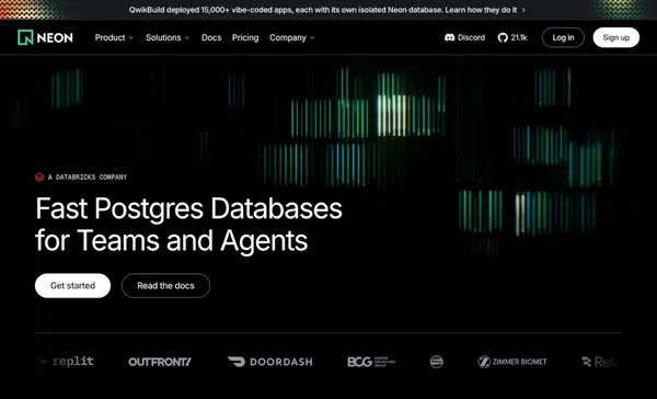 Neon Serverless Postgres — Ship faster - Landing design inspiration