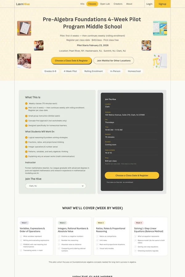 Laern Hive - Concept-first pre-algebra classes