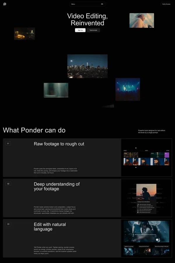 Ponder - Landing design inspiration