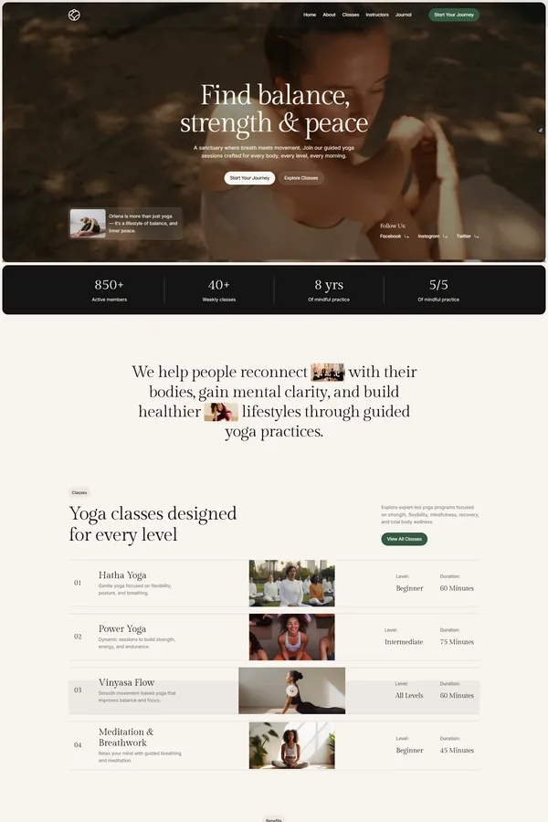 Orlena - Yoga and Wellness Academy Framer Template