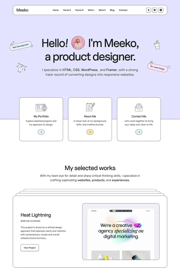 Meeko - Creative Portfolio Template - Template design inspiration