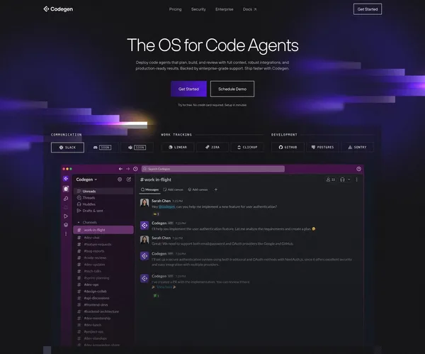 Codegen | The OS for Code Agents - Landing design inspiration