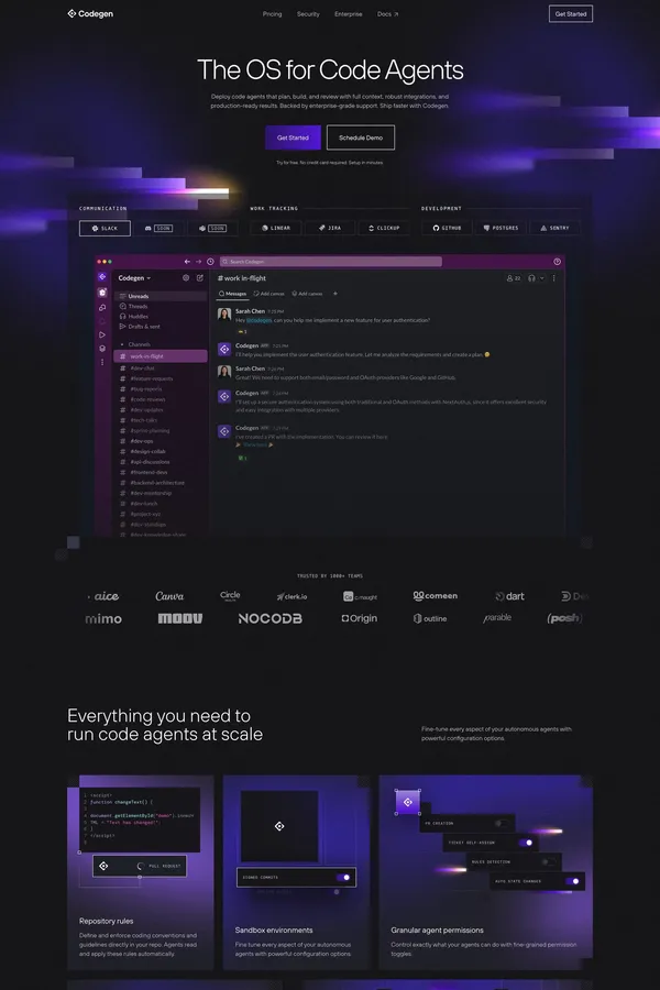 Codegen | The OS for Code Agents - Landing design inspiration