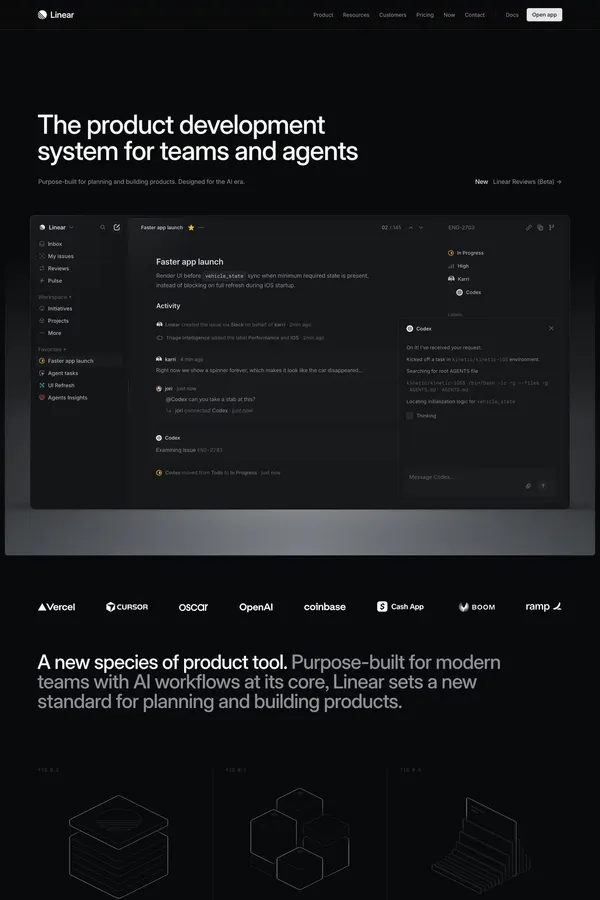 Linear – The system for product development - Landing design inspiration
