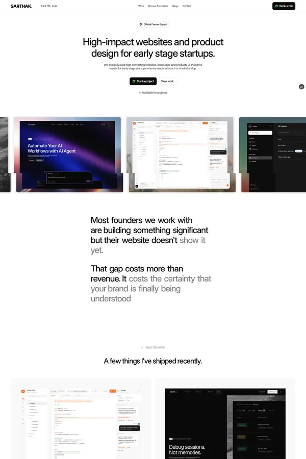 Sarthak | Websites & Product Design For Early Stage Startups
