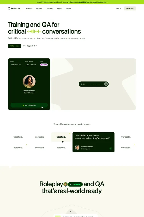 ReflexAI | Contact Center Simulations & QA