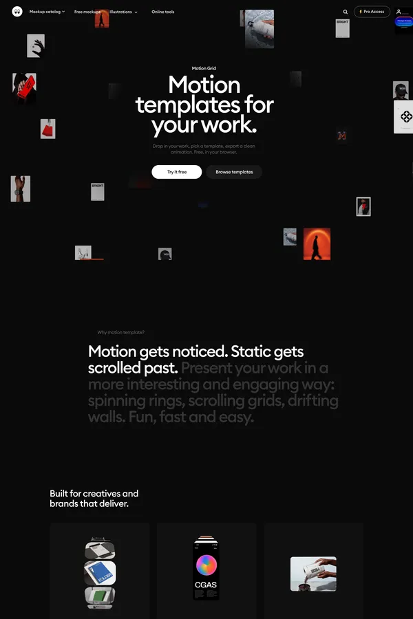 Motion Grid: Free Online Motion Graphics Maker | WANNATHIS.ONE - Product page design inspiration