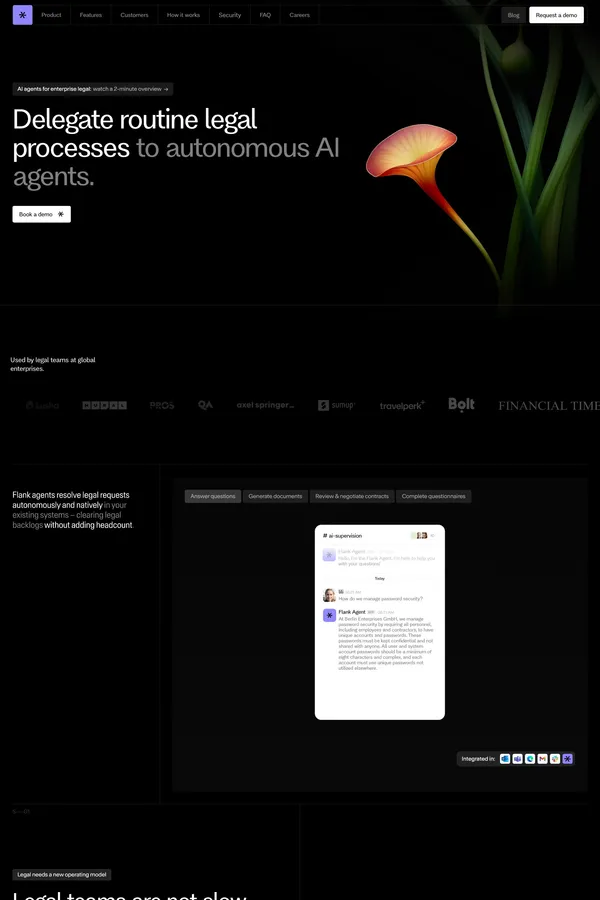 Flank | Agentic AI for Enterprise Legal - Landing design inspiration