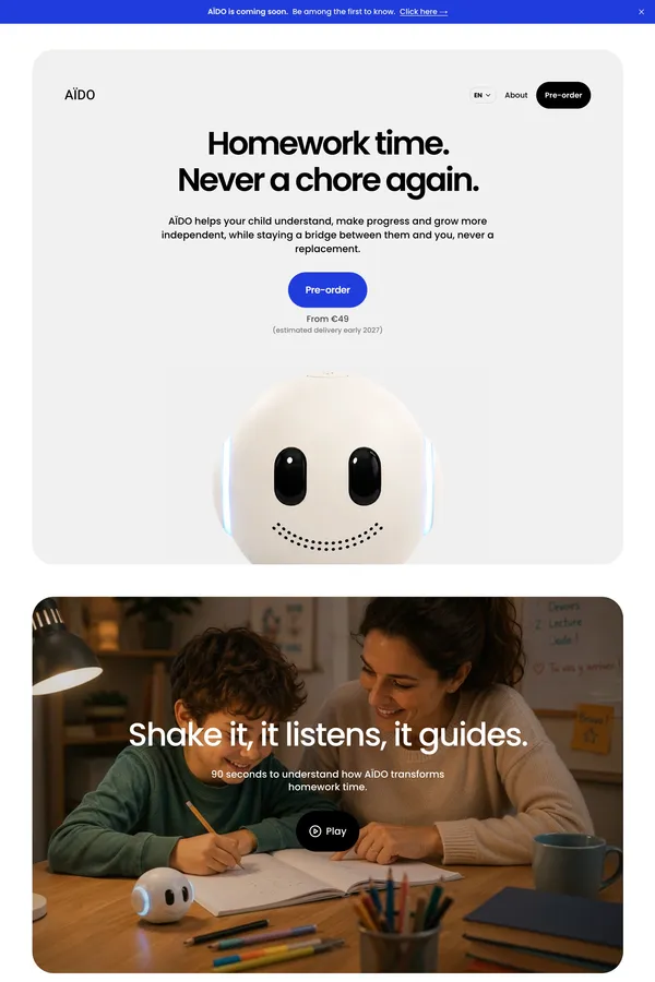 AÏDO — Apprendre à apprendre, à hauteur d’enfant. - Landing design inspiration