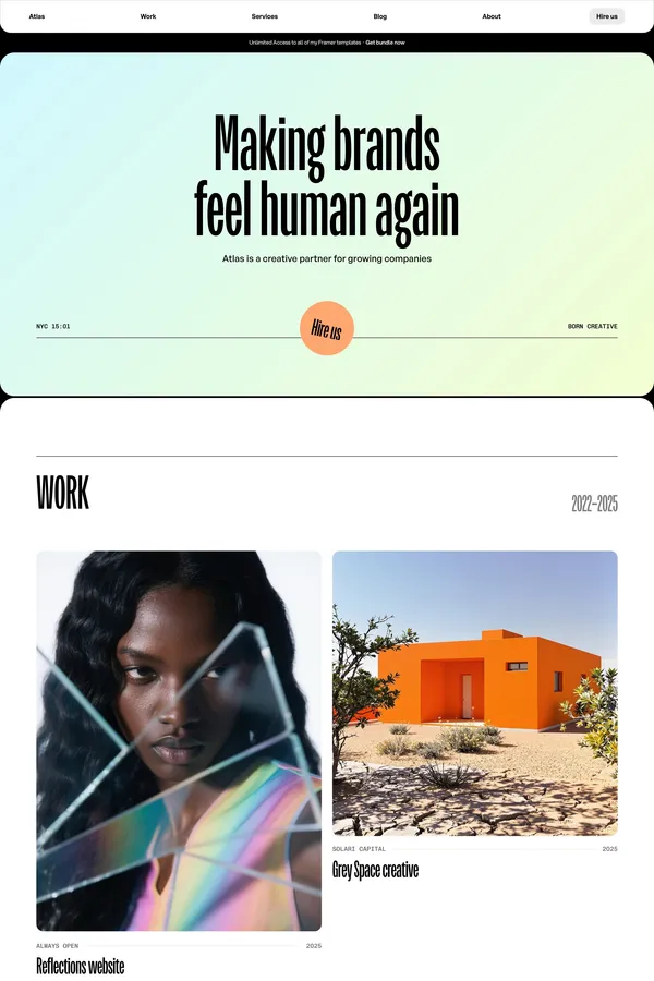 Atlas Studio · Creative Agency Template for Framer - Template design inspiration