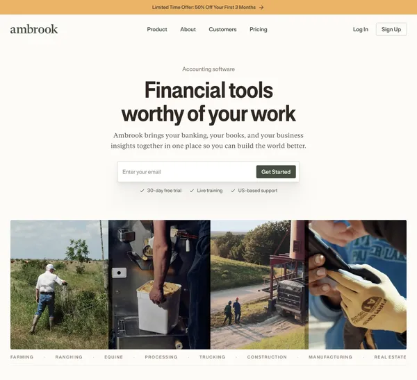 Ambrook - Accounting software made for America's family-run businesses - Landing design inspiration
