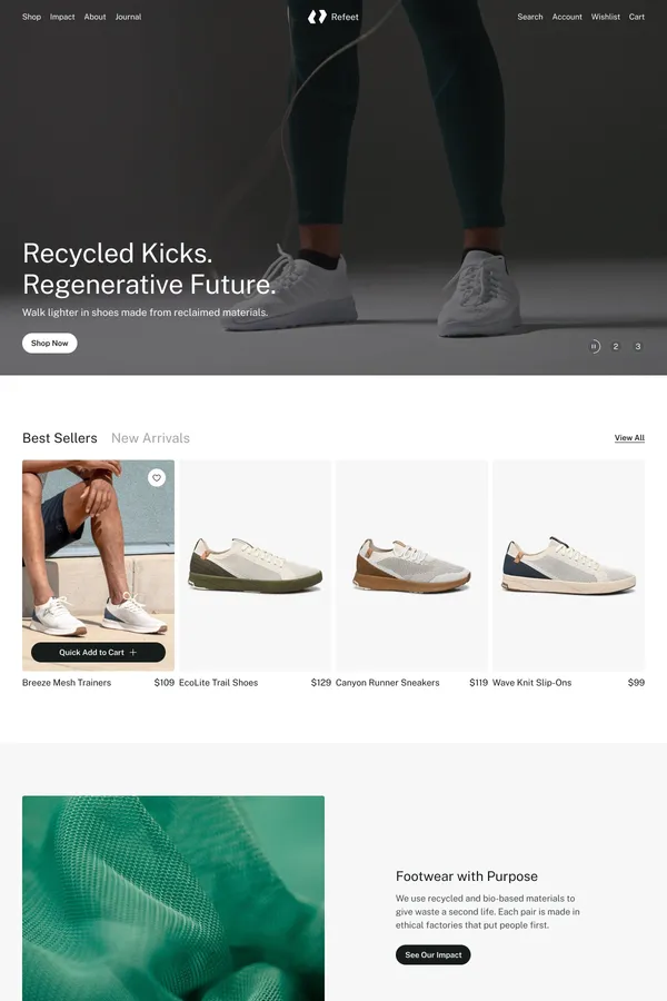 Refeet â Sustainable Footwear & Fashion Template