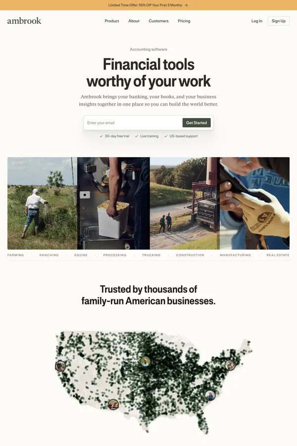 Ambrook - Accounting software made for America's family-run businesses - Landing design inspiration