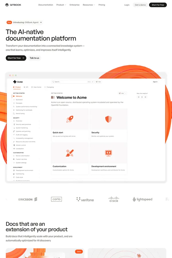 GitBook - The AI-native documentation platform - Landing design inspiration