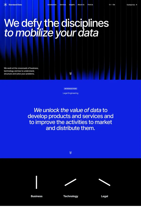 Standard Data - Defy the disciplines to mobilize your data - Landing design inspiration