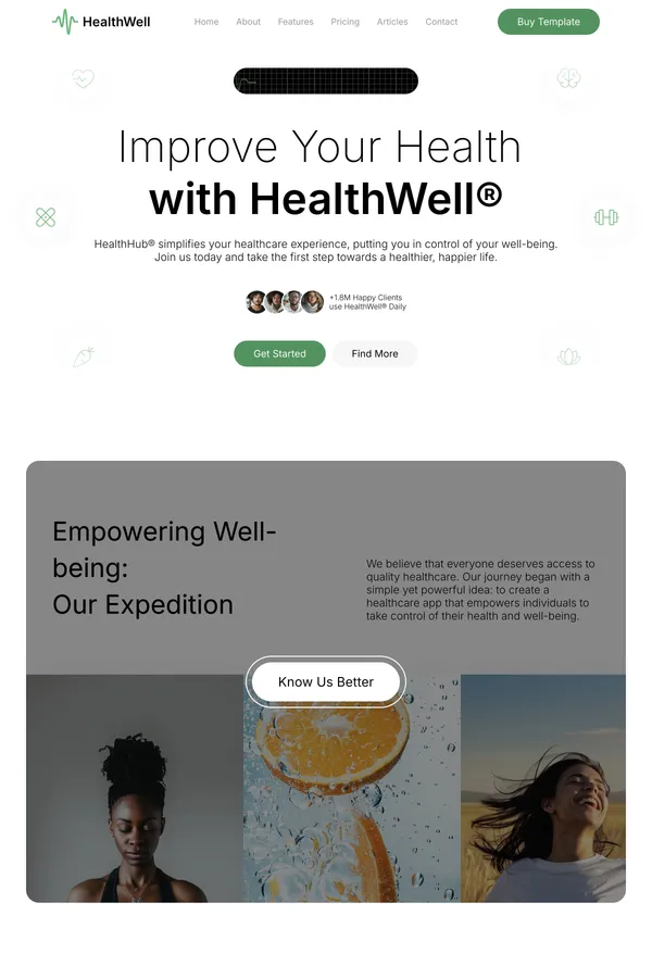 HealthWell - Healthcare Framer Template - Template design inspiration