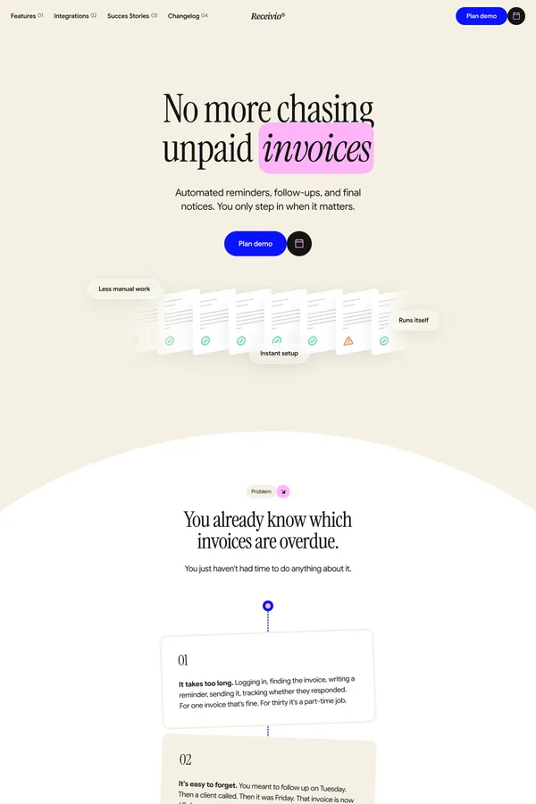 Receivio® - B2B SaaS website template for automation and workflow software