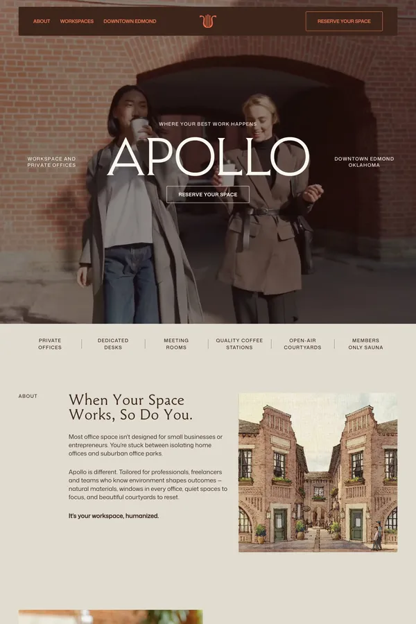 Apollo - Workspace and Private Offices - Edmond, OK - Landing design inspiration