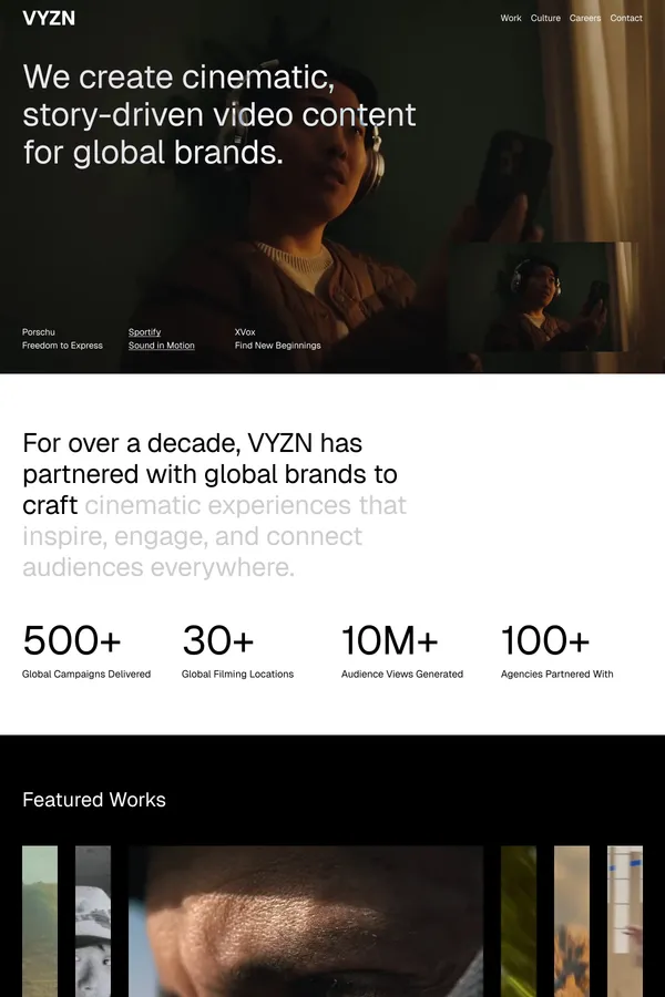 VYZN â Cinematic Video Production Agency Template