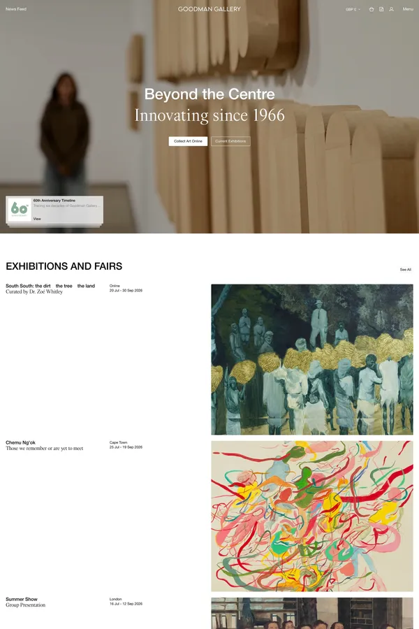 Goodman Gallery - International Contemporary Art Gallery | Goodman Gallery - Landing design inspiration