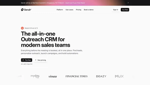 Sendr.ai - The all-in-one Outreach CRM for modern sales teams - Landing design inspiration