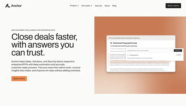AI-Native RFP Automation Platform | Anchor - Landing design inspiration