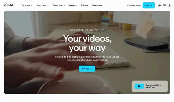 Vimeo AI-Powered Video Platform - Landing design inspiration