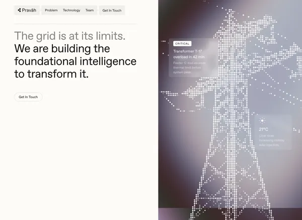 AI Engine for Grid Management | Pravāh - Landing design inspiration