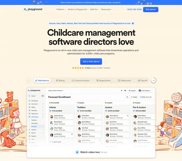 Child Care Management Software & App | Playground - Landing design inspiration