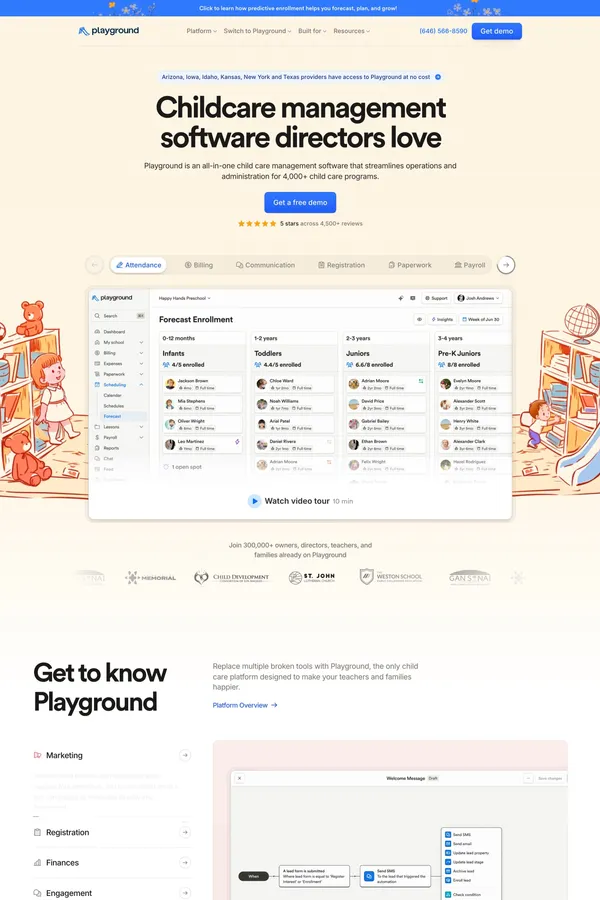 Child Care Management Software & App | Playground - Landing design inspiration