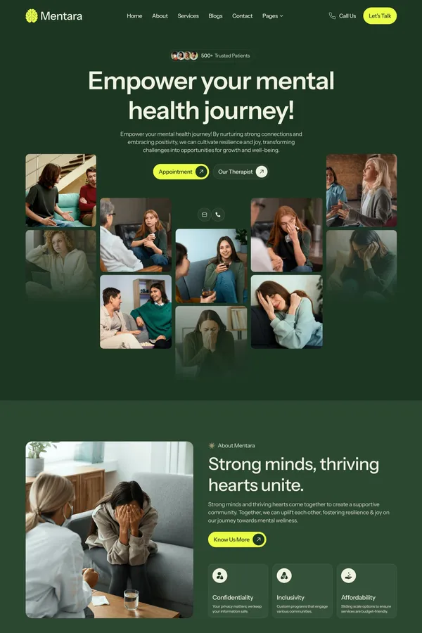 Mentara - Wellness Website Template - Template design inspiration