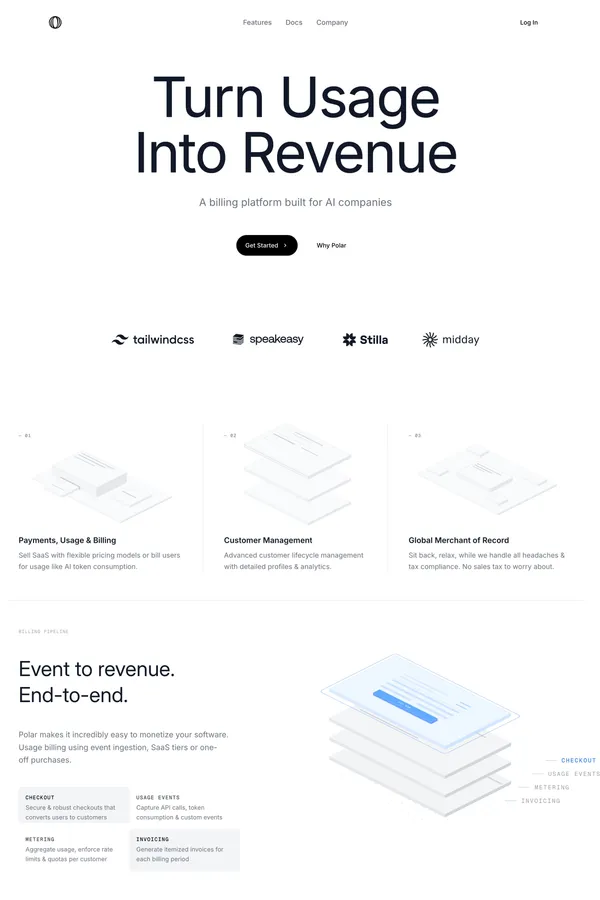 Polar — Monetize your software with ease | Polar - Landing design inspiration