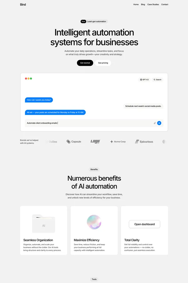 Bind - AI Automation Agency Template - Template design inspiration