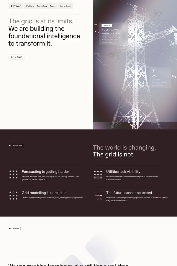 AI Engine for Grid Management | Pravāh - Landing design inspiration