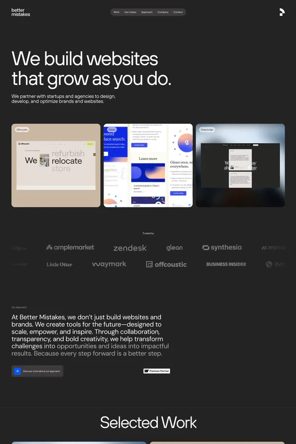 Better Mistakes | Web Design & Webflow Development Agency - Portfolio design inspiration