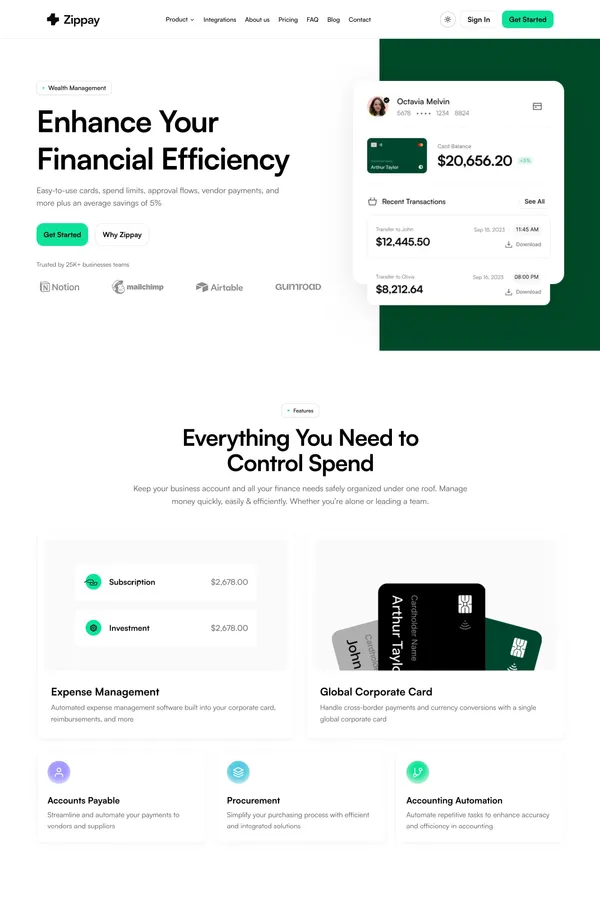Zippay - Modern Next.js Template - Template design inspiration