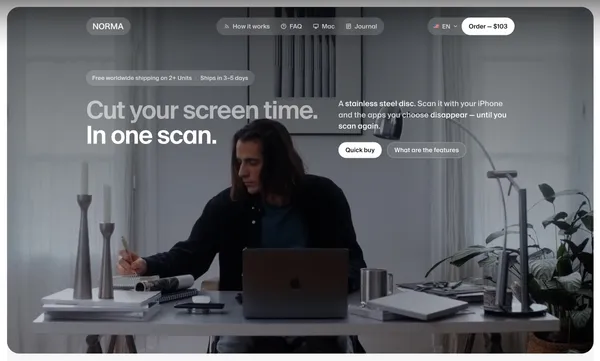 Norma — Block distracting apps by scanning a steel disc - Landing design inspiration