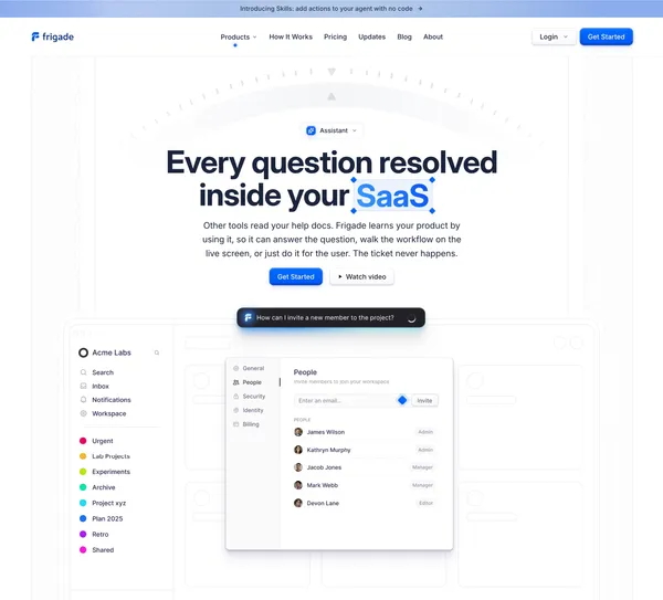 Frigade AI - The future of product adoption - Landing design inspiration