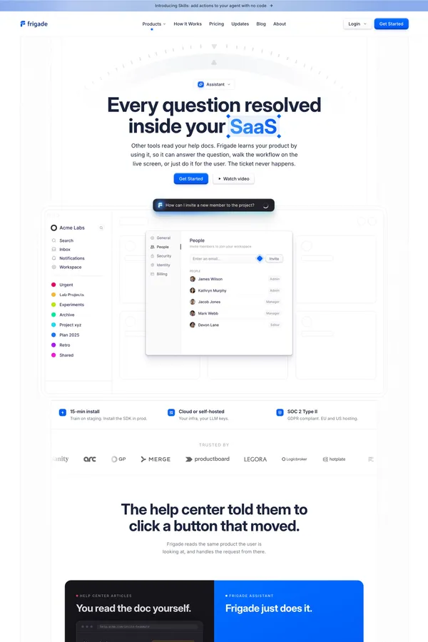 Frigade AI - The future of product adoption - Landing design inspiration