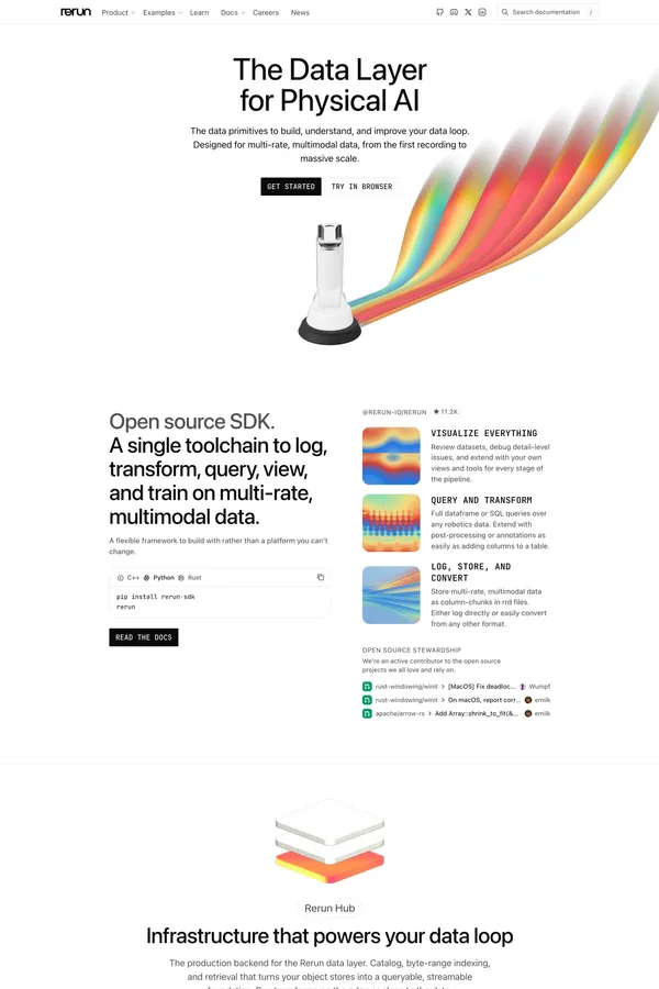 Rerun | The Data Layer for Physical AI - Landing design inspiration