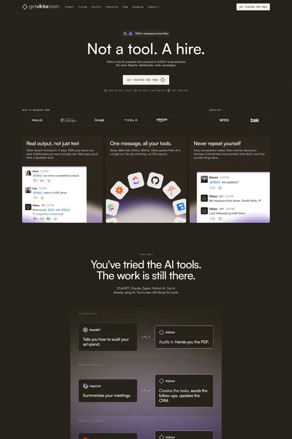 Viktor | Not a tool. A hire. - Landing design inspiration