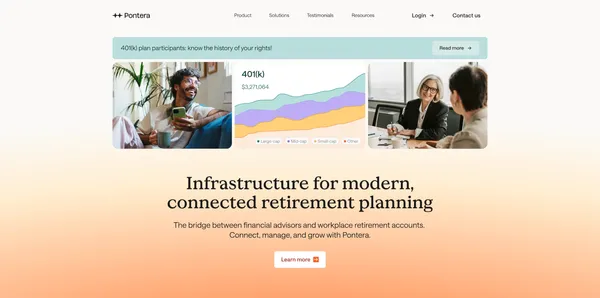 Pontera | Infrastructure for modern, connected retirement planning - Landing design inspiration